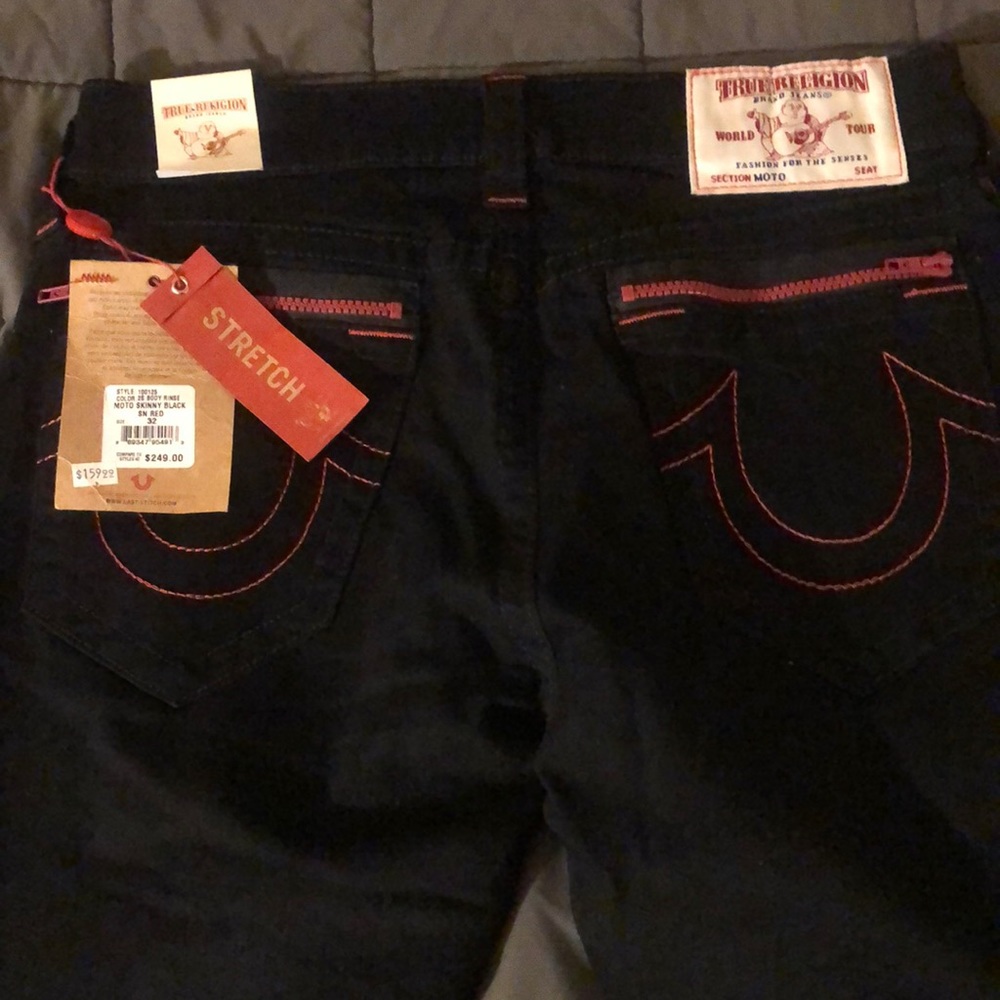 NEW True Religion Moto Skinny Jeans (Black) Size 32